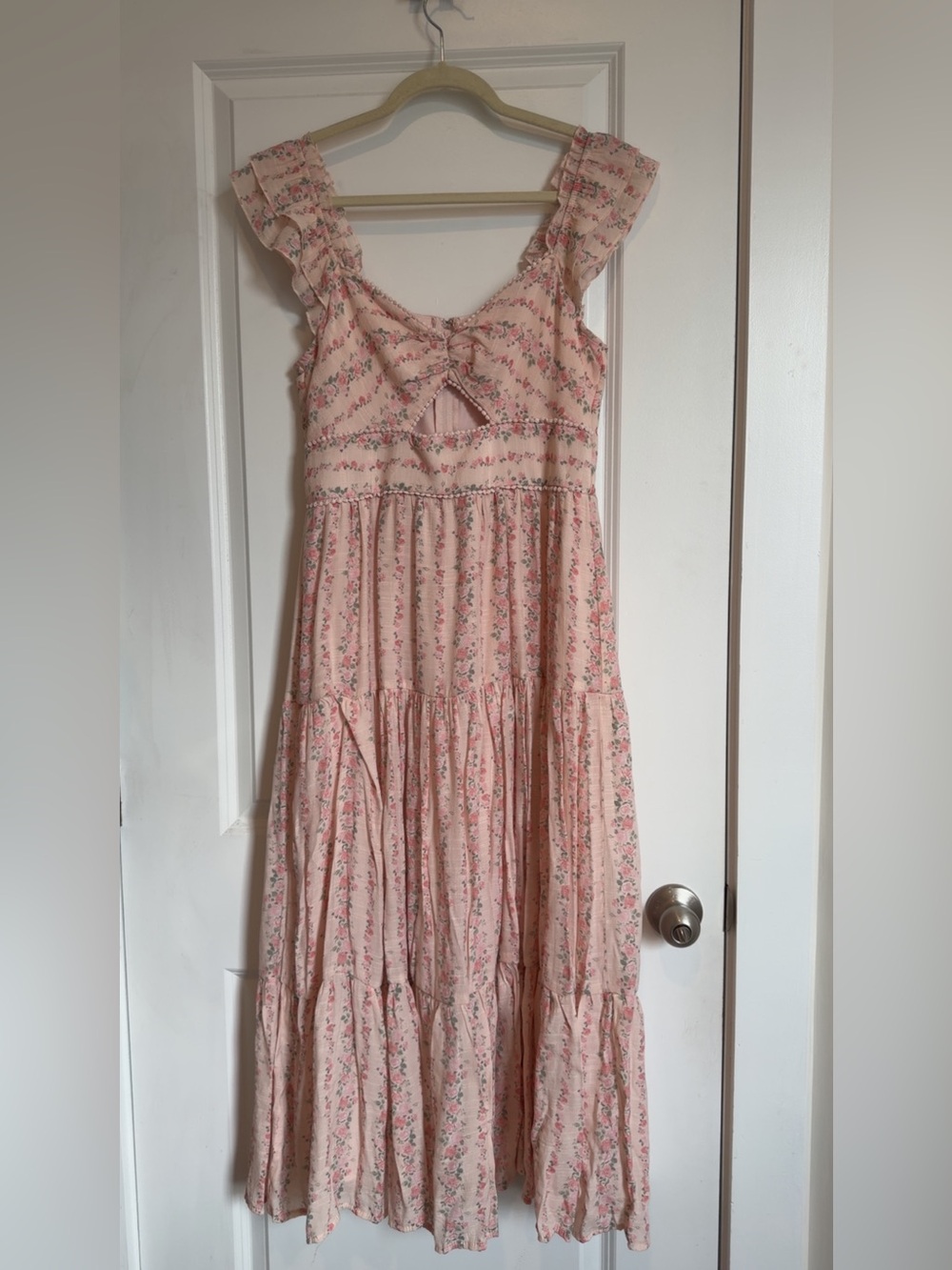 Trixxi Pink Floral Tiered Ruffle Sundress